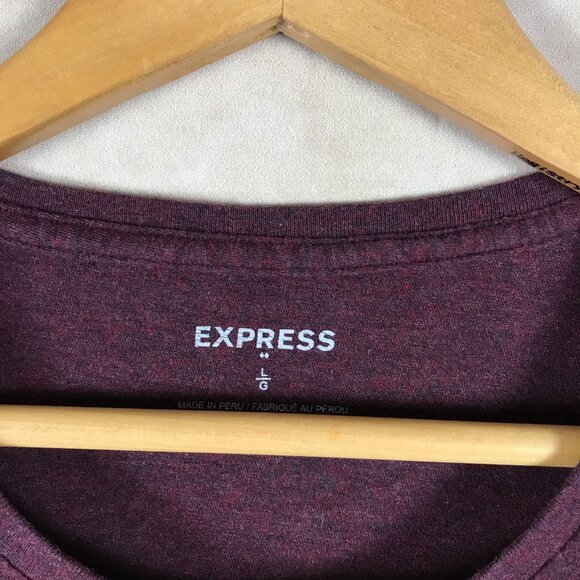 Men's EXPRESS Wine Heather Logo T-shirt Size Large - Picture 5 of 5